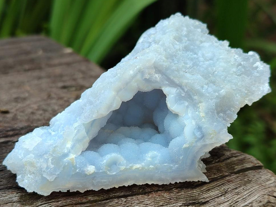 Natural Etched Blue Chalcedony Geode Specimens x 12 From Nsanje, Malawi