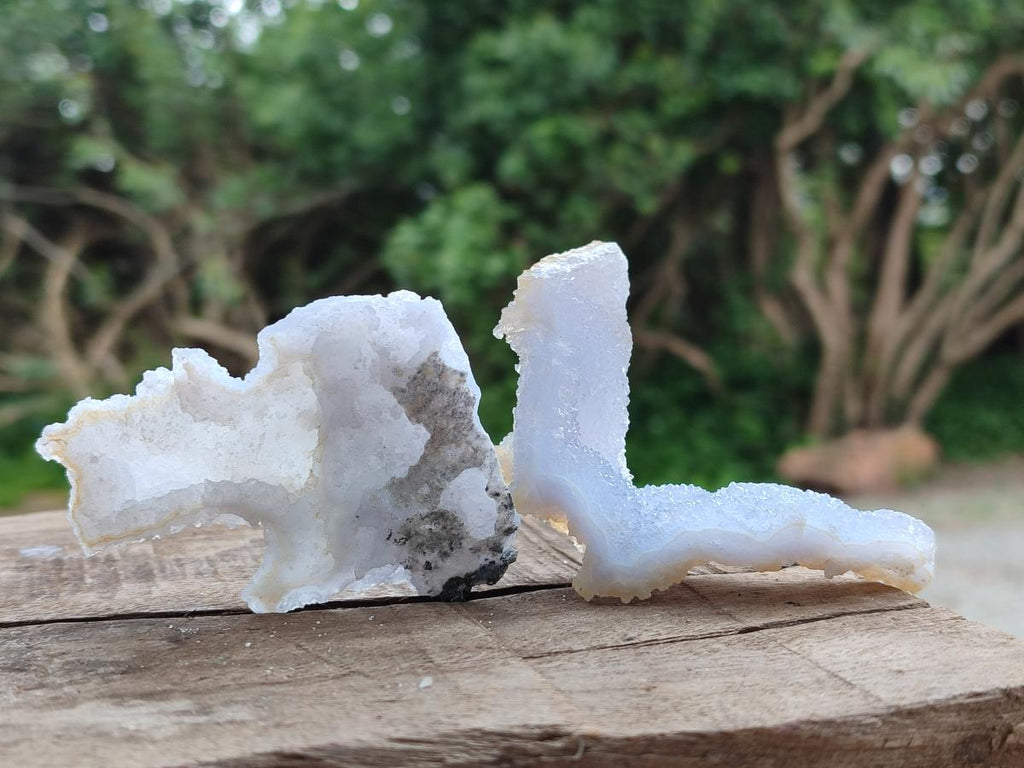 Natural Etched Blue Chalcedony Geode Specimens x 12 From Nsanje, Malawi
