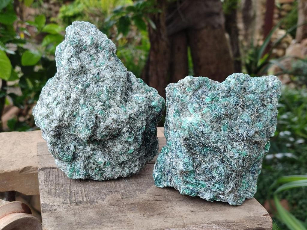 Natural Emerald Mica 'Mutokolite' Cobbed Specimens x 2 From Mutoko, Zimbabwe