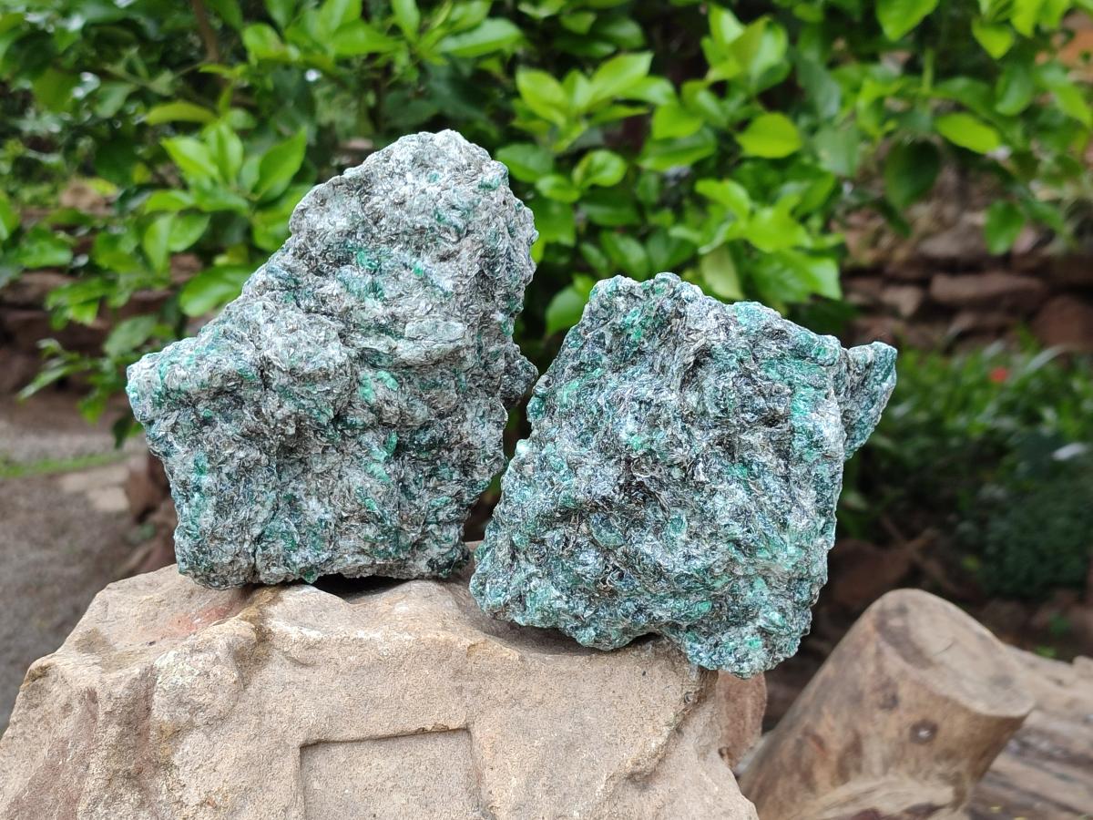 Natural Emerald Mica 'Mutokolite' Cobbed Specimens x 2 From Mutoko, Zimbabwe