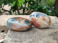 Polished On One Side Polychrome Jasper Nodules x 12 From NW Coast, Madagascar