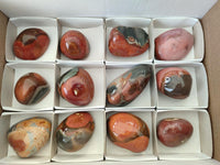 Polished On One Side Polychrome Jasper Nodules x 12 From NW Coast, Madagascar