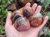 Polished On One Side Polychrome Jasper Nodules x 12 From NW Coast, Madagascar
