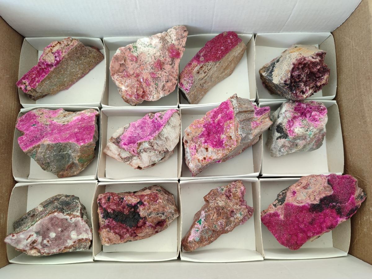 Natural Salrose Cobaltion Dolomite Specimens x 12 From Kakanda, Congo