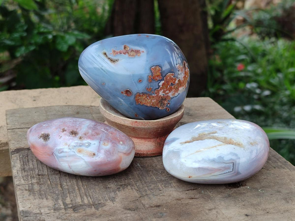 Polished Red Shashe River Agate Galets x 12 From Shashe River, Zimbabwe