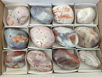 Polished Red Shashe River Agate Galets x 12 From Shashe River, Zimbabwe