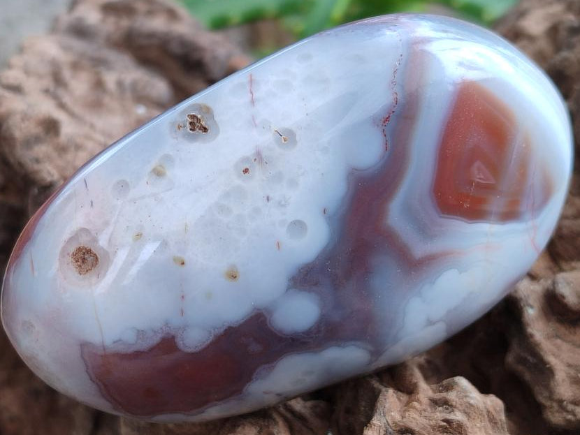 Polished Red Shashe River Agate Galets x 12 From Shashe River, Zimbabwe