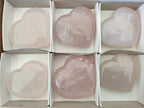 Polished Star Rose Quartz Hearts x 6 From Madagascar