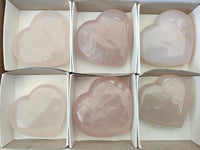 Polished Star Rose Quartz Hearts x 6 From Madagascar