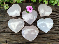 Polished Star Rose Quartz Hearts x 6 From Madagascar