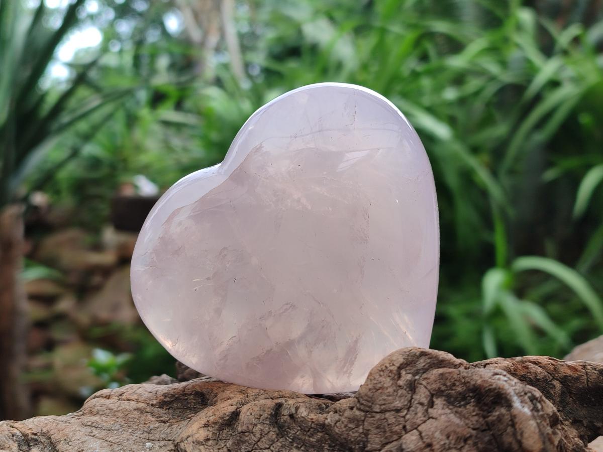 Polished Star Rose Quartz Hearts x 6 From Madagascar