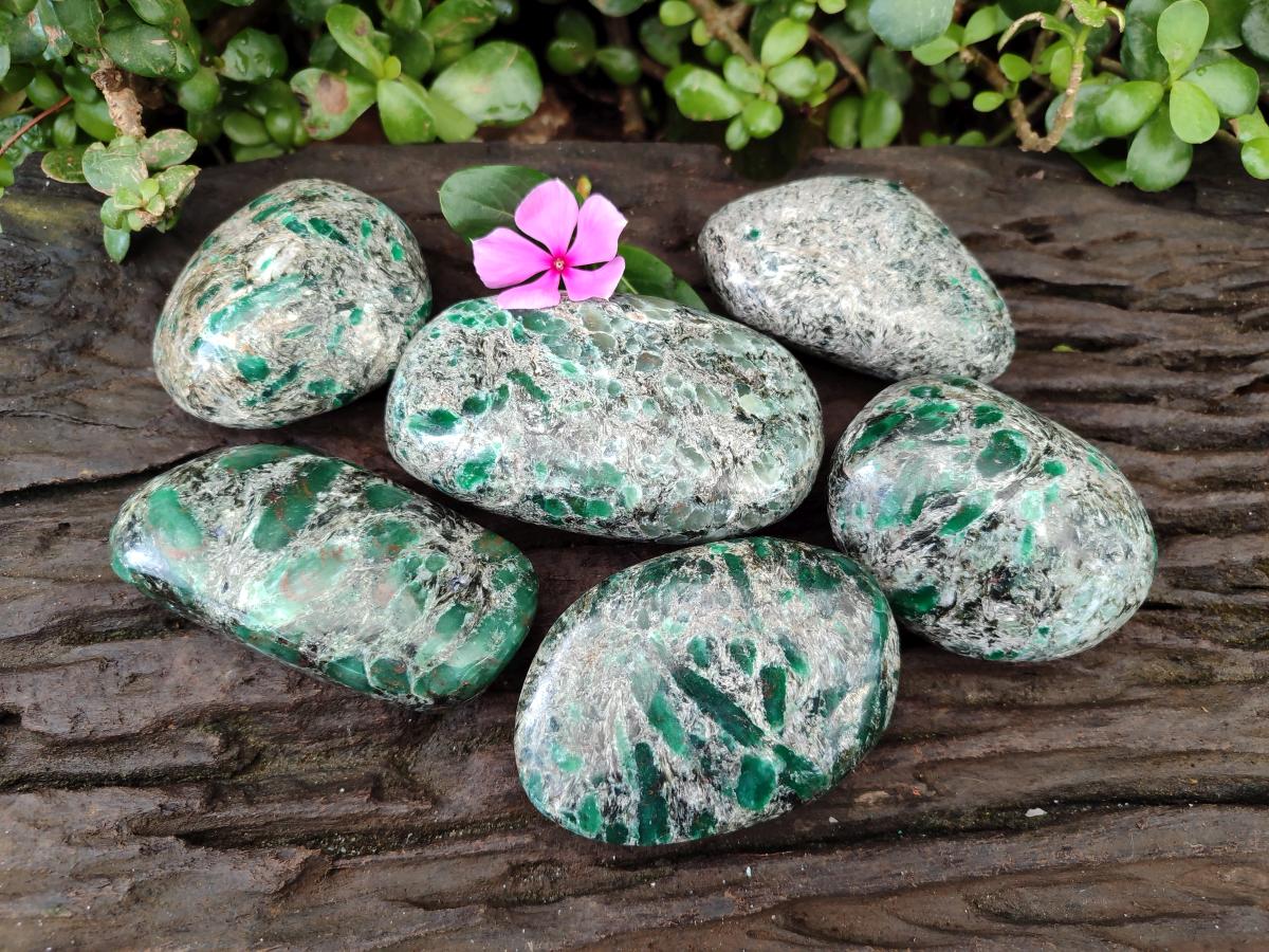 Polished Emerald Mica 'Mutokolite' Free Forms x 6 From Mutoko, Zimbabwe