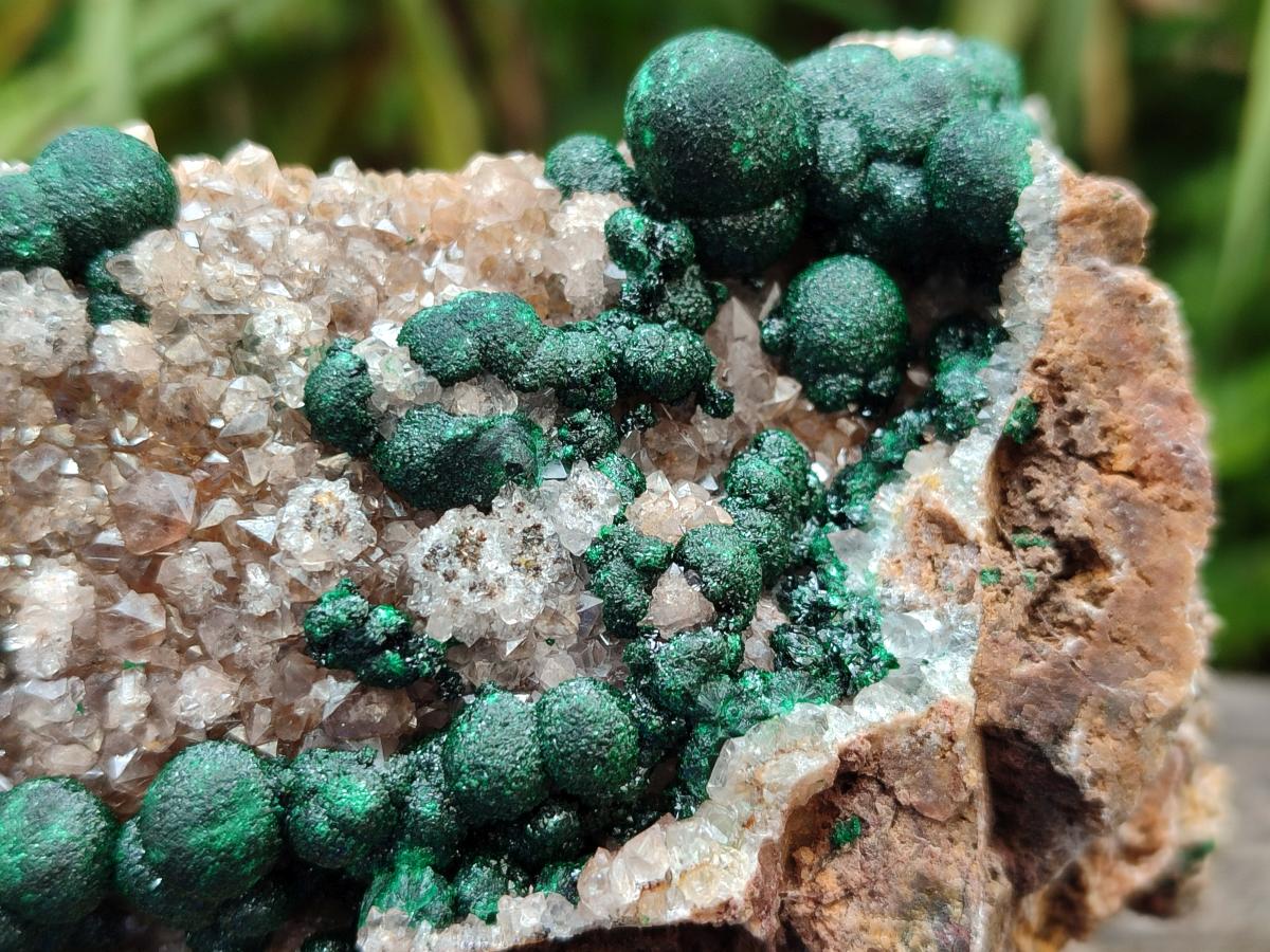 Natural Crystalline Ball Malachite And Quartz On Dolomite Specimens x 2 From Mindingi Mine, Kambove, Congo