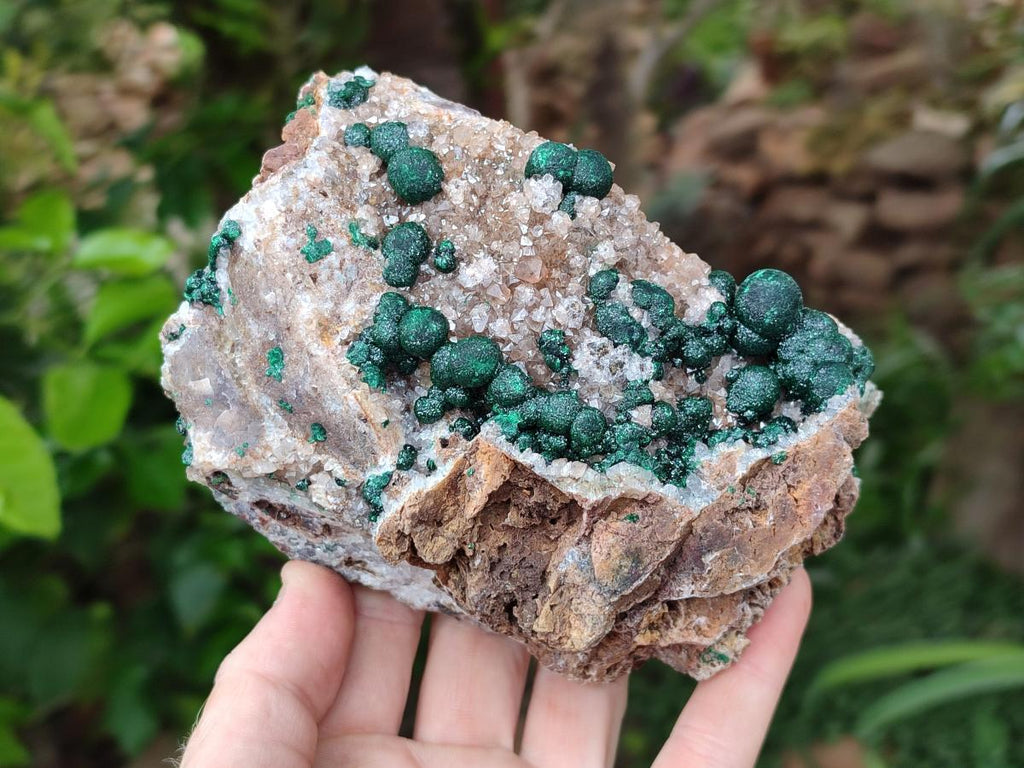 Natural Crystalline Ball Malachite And Quartz On Dolomite Specimens x 2 From Mindingi Mine, Kambove, Congo