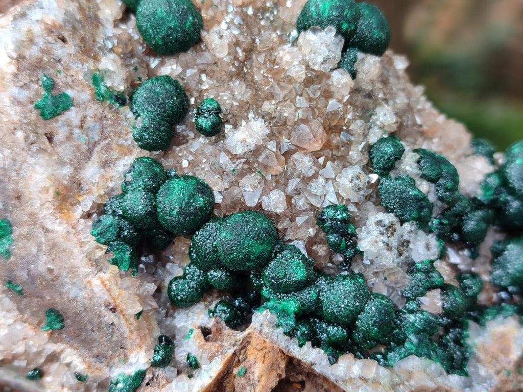 Natural Crystalline Ball Malachite And Quartz On Dolomite Specimens x 2 From Mindingi Mine, Kambove, Congo