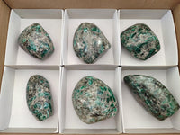 Polished Emerald Mica 'Mutokolite' Standing Free Forms x 6 From Mutoko, Zimbabwe