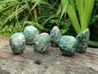 Polished Emerald Mica 'Mutokolite' Standing Free Forms x 6 From Mutoko, Zimbabwe