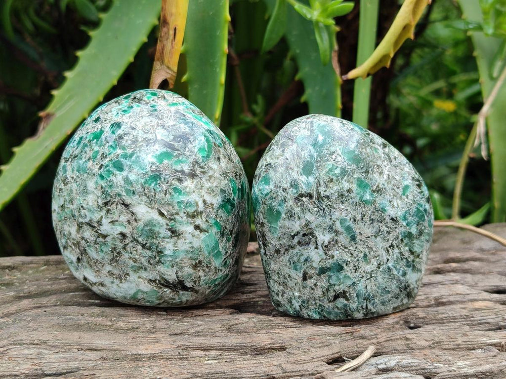 Polished Emerald Mica 'Mutokolite' Standing Free Forms x 6 From Mutoko, Zimbabwe