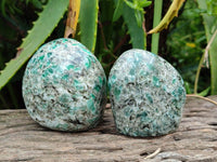 Polished Emerald Mica 'Mutokolite' Standing Free Forms x 6 From Mutoko, Zimbabwe