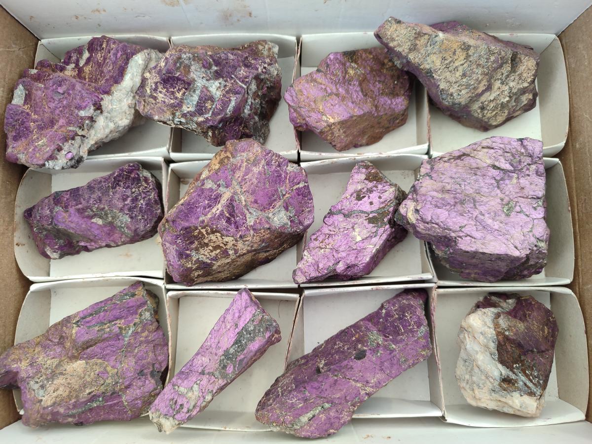 Natural Metallic Purpurite Specimens x 12 From Erongo, Namibia
