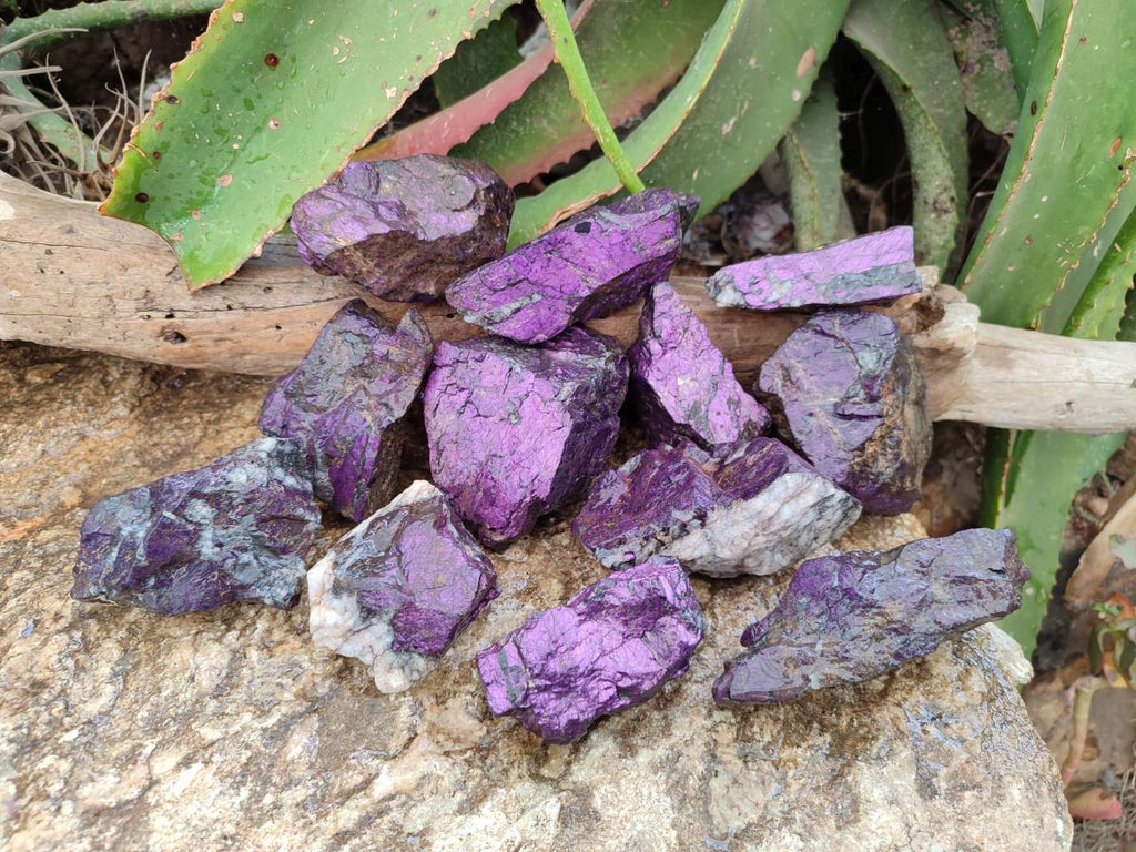 Natural Metallic Purpurite Specimens x 12 From Erongo, Namibia