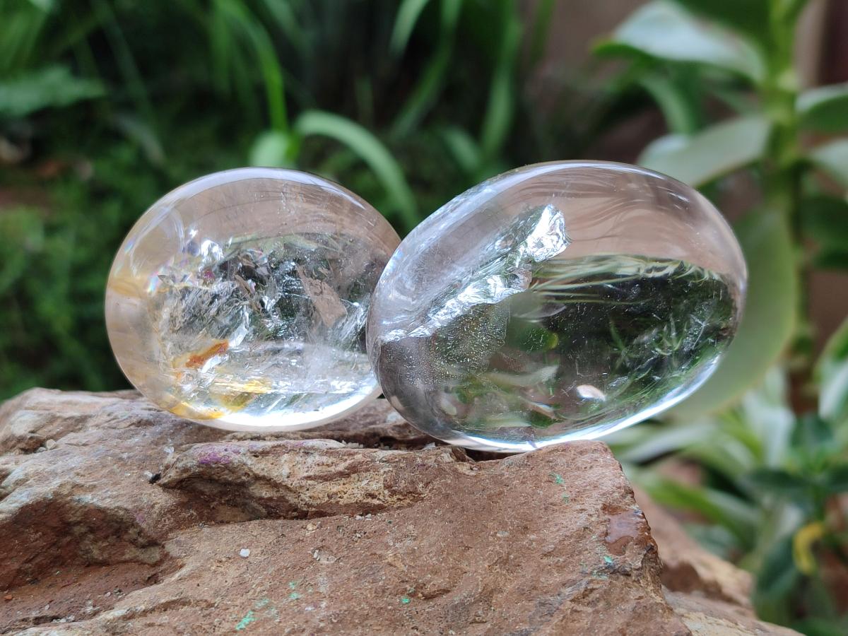 Polished Clear Rock Crystal Galets x 12 From Amoron’i Mania Madagascar