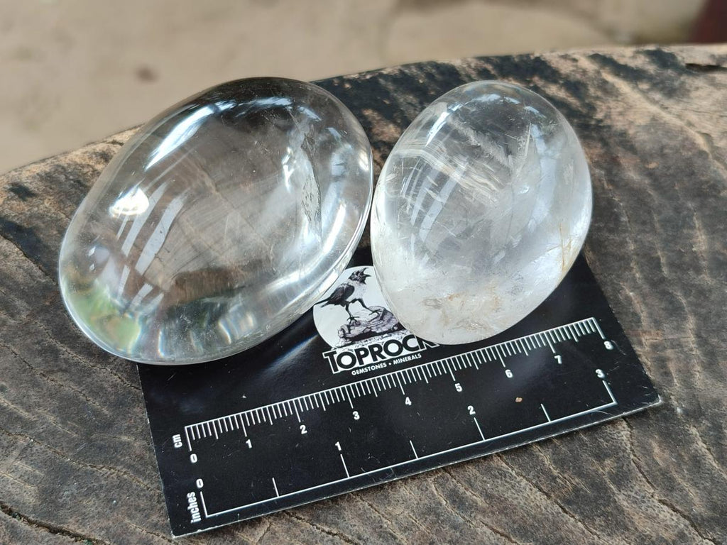 Polished Clear Rock Crystal Galets x 12 From Amoron’i Mania Madagascar