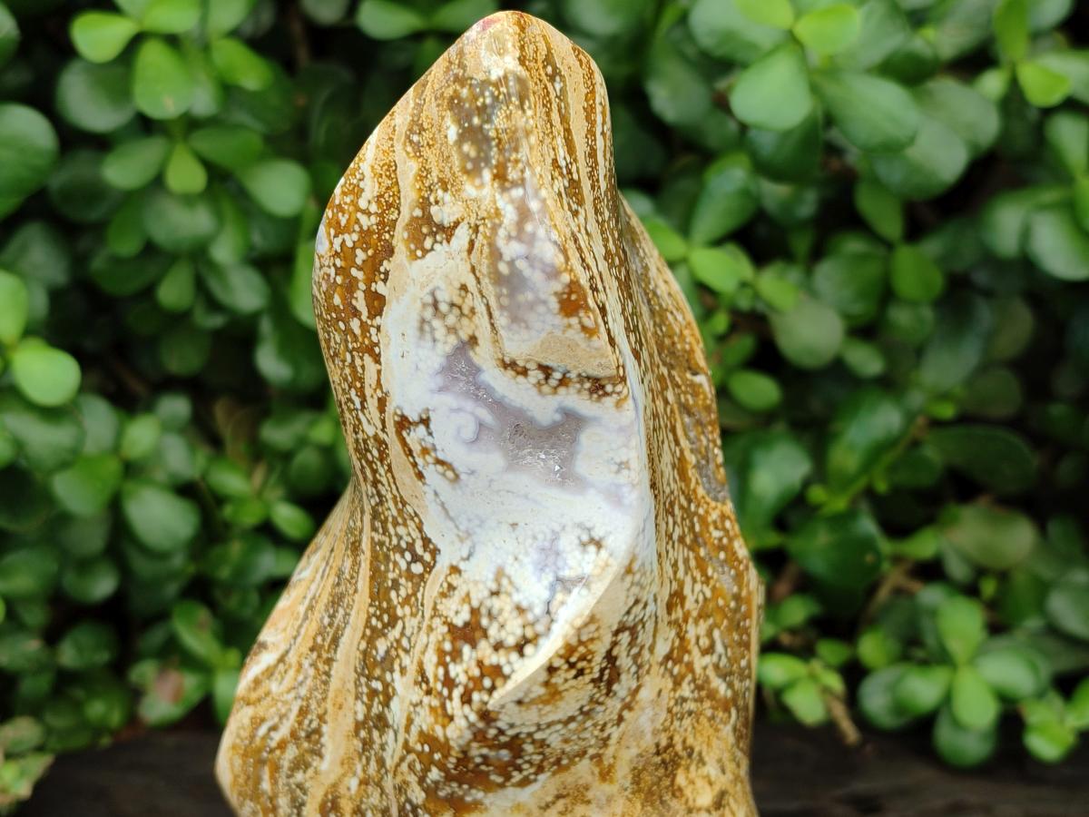 Hand Made Ocean Jasper Flame Carving x 1 From Madagascar