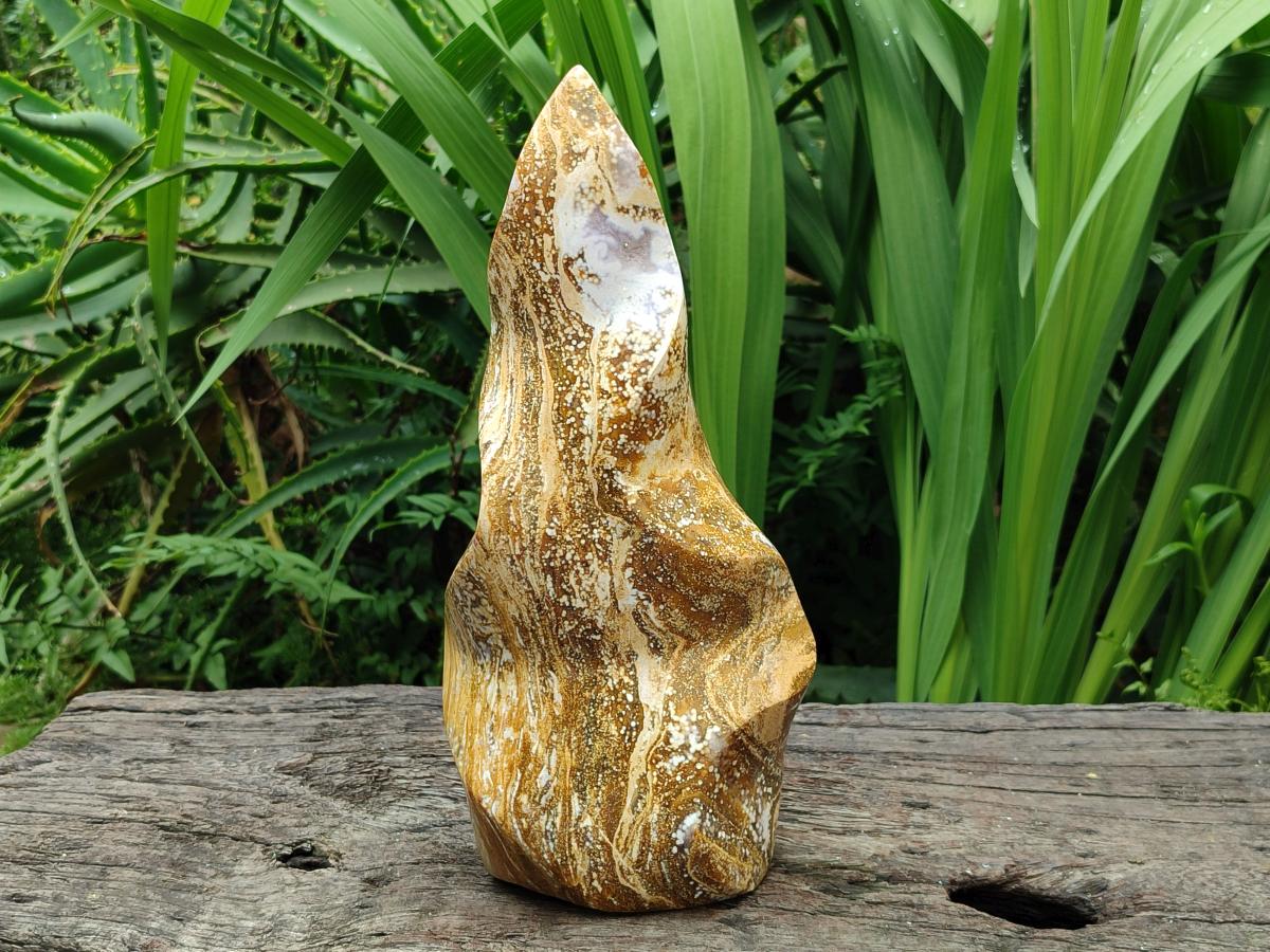 Hand Made Ocean Jasper Flame Carving x 1 From Madagascar