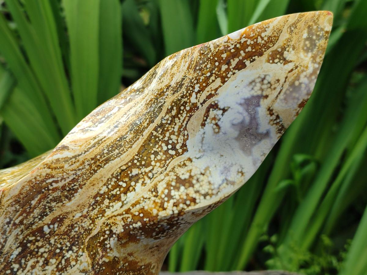 Hand Made Ocean Jasper Flame Carving x 1 From Madagascar