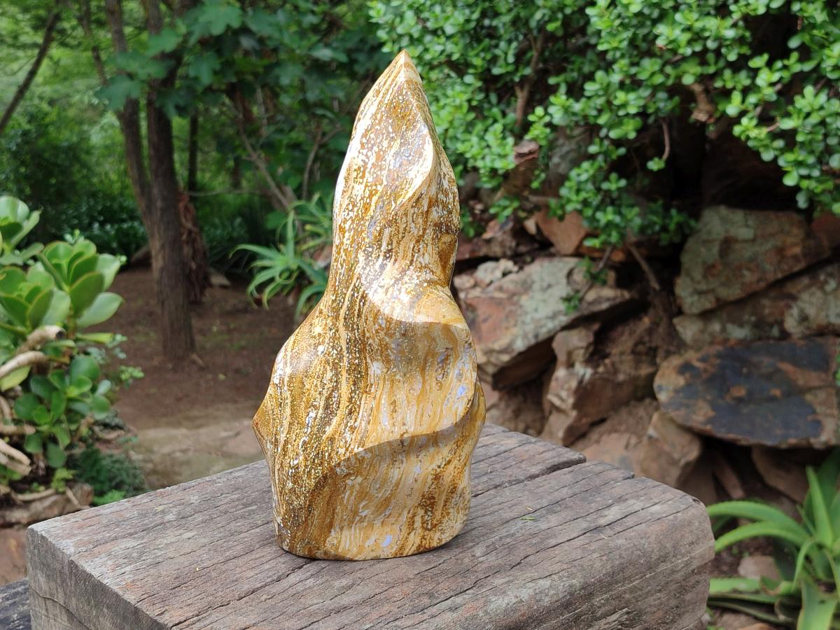 Hand Made Ocean Jasper Flame Carving x 1 From Madagascar - Toprock Gemstones and Minerals 