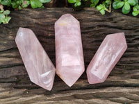 Polished Double Terminated Rose Quartz Crystals x 3 From Madagascar