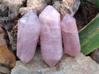 Polished Double Terminated Rose Quartz Crystals x 3 From Madagascar - Toprock Gemstones and Minerals 