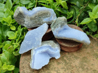 Natural Blue Lace Agate Geode Specimens x 19 From Nsanje, Malawi