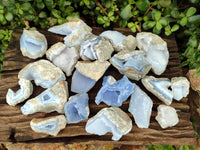 Natural Blue Lace Agate Geode Specimens x 19 From Nsanje, Malawi