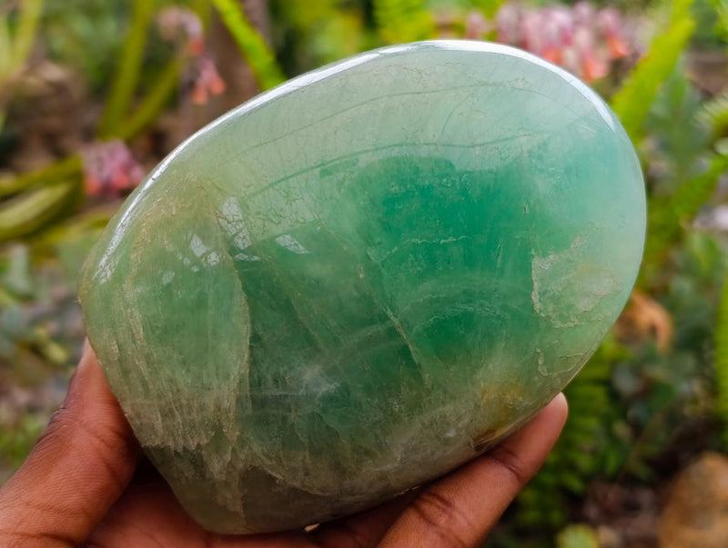 Polished Green Fluorite Standing Free Forms x 2 From Madagascar - Toprock Gemstones and Minerals 