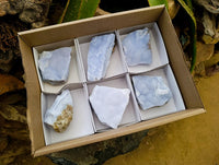 Natural Blue Lace Agate Crystalline Plate Specimens x 6 From Namibia