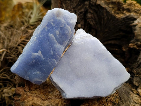 Natural Blue Lace Agate Crystalline Plate Specimens x 6 From Namibia