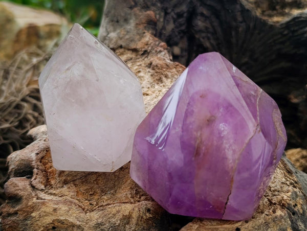 Polished Window Amethyst Crystals x 4 From Akansobe, Madagascar