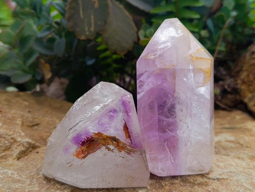 Polished Window Amethyst Crystals x 4 From Akansobe, Madagascar