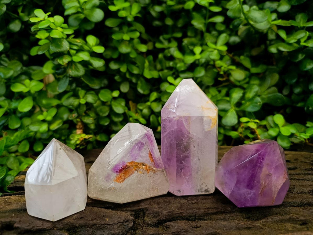 Polished Window Amethyst Crystals x 4 From Akansobe, Madagascar