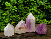 Polished Window Amethyst Crystals x 4 From Akansobe, Madagascar