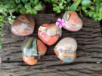 Polished Polychrome Jasper Hearts x 5 From NW Coast, Madagascar