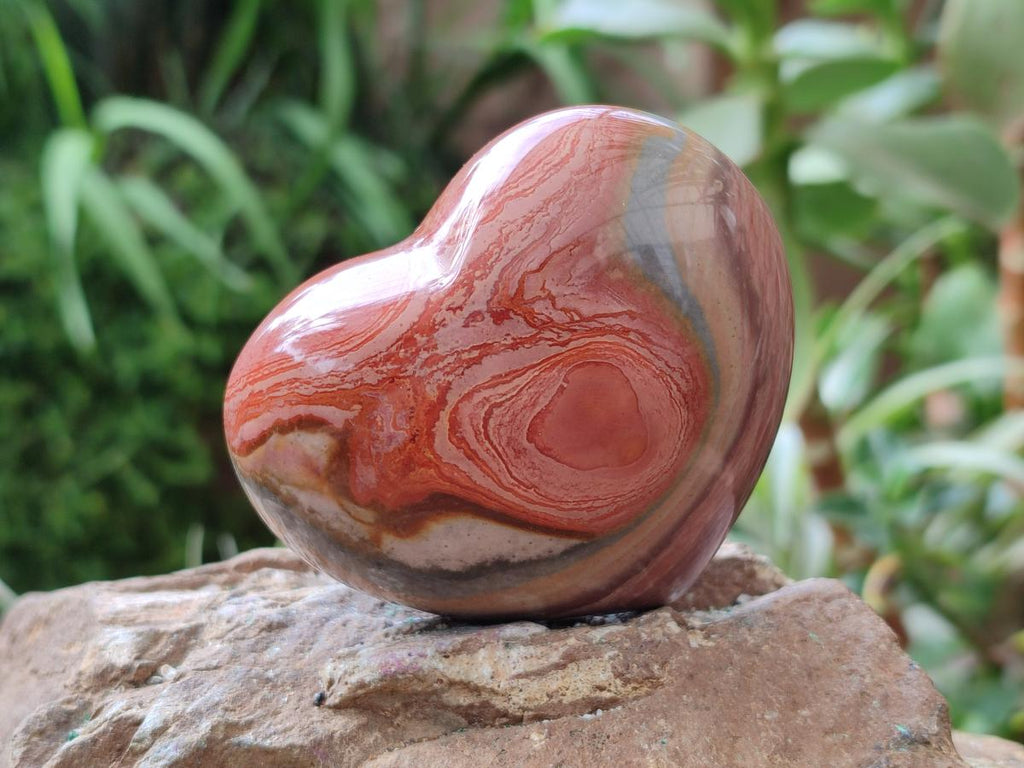 Polished Polychrome Jasper Hearts x 5 From NW Coast, Madagascar