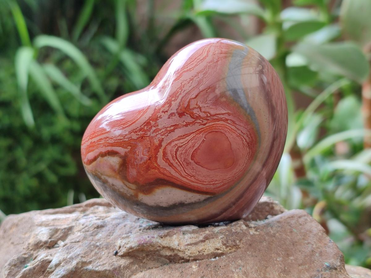 Polished Polychrome Jasper Hearts x 5 From NW Coast, Madagascar