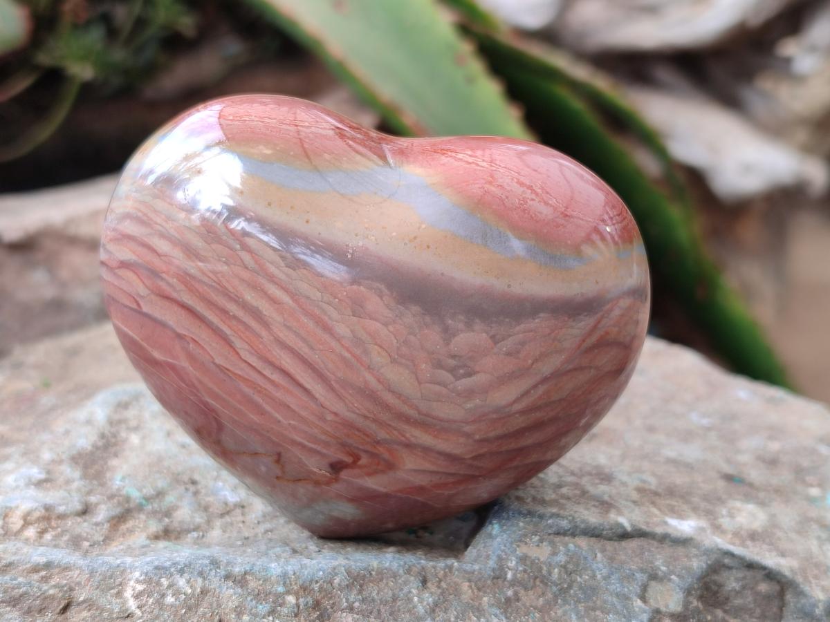 Polished Polychrome Jasper Hearts x 5 From NW Coast, Madagascar