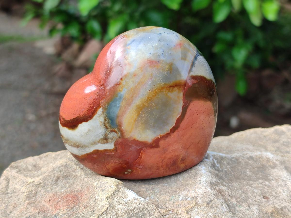 Polished Polychrome Jasper Hearts x 5 From NW Coast, Madagascar