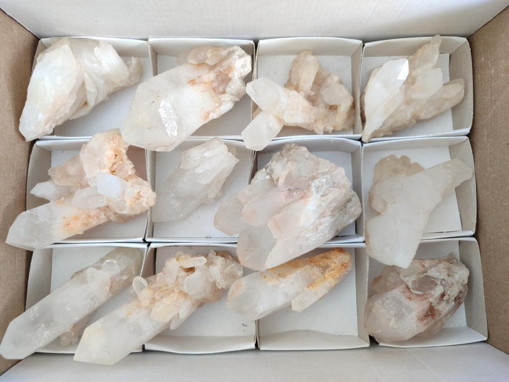 Natural Cascading Candle Quartz Clusters x 12 From Antsirabe, Madagascar