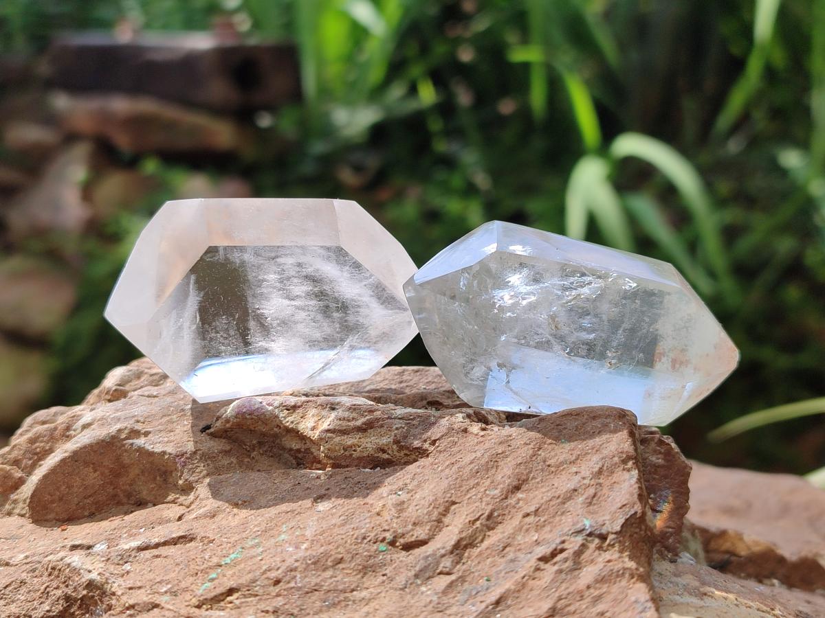 Polished Double Terminated Clear Quartz Crystals x 12 From Madagascar