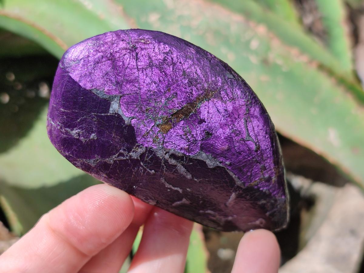 Polished On One Side Metallic Purpurite Slices x 6 From Namibia